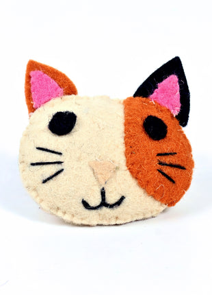 Handmade Wool Felt Cat Face Hanging Ornament – Cute Kitty Decoration for Home, Nursery & Pet Lovers