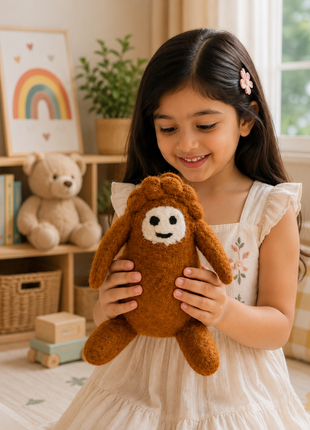 Handmade Wool Felt Brown Bunny Toy – Soft Plush Animal for Kids, Nursery & Playroom Decor