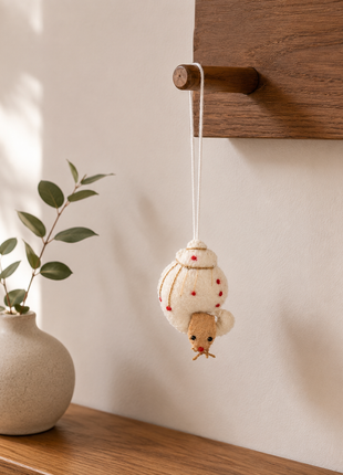 Handmade Wool Felt Hermit Crab Hanging Ornament – Coastal Ocean Animal Décor for Nursery & Kids Room