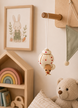 Handmade Wool Felt Hermit Crab Hanging Ornament – Coastal Ocean Animal Décor for Nursery & Kids Room