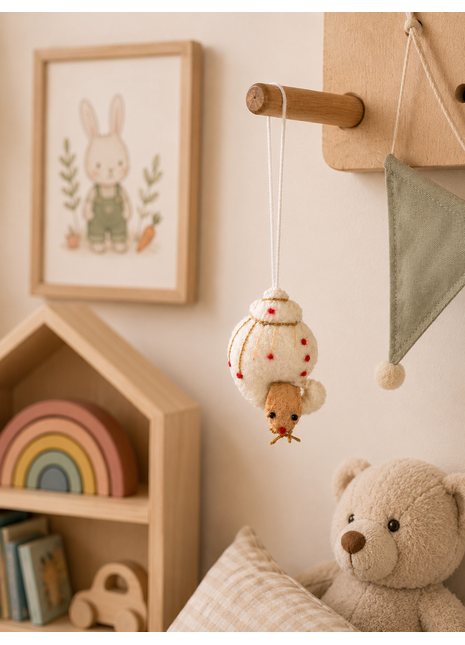 Handmade Wool Felt Hermit Crab Hanging Ornament – Coastal Ocean Animal Décor for Nursery & Kids Room