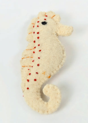 Handmade Wool Felt Seahorse – Coastal Ocean Animal Decor for Nursery & Kids Room