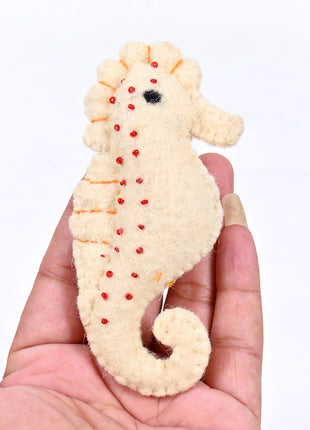 Handmade Wool Felt Seahorse – Coastal Ocean Animal Decor for Nursery & Kids Room