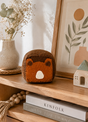 Handmade Wool Felt Bear Storage Basket – Cute Animal Organizer for Kids Room & Nursery Décor