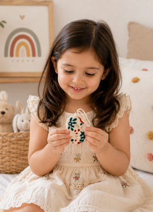 Handmade Wool Felt Letter S Hanging Ornament – Personalized Alphabet Wall Decor for Nursery & Home