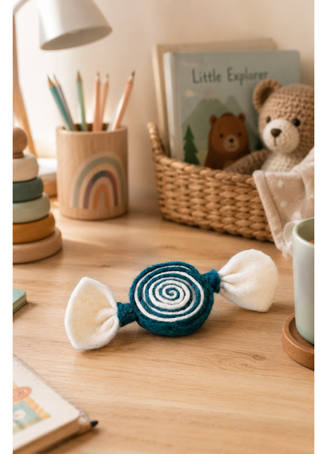 Handmade Wool Felt Candy Ornament – Cute Swirl Candy Decoration for Kids Room & Holiday Home Décor