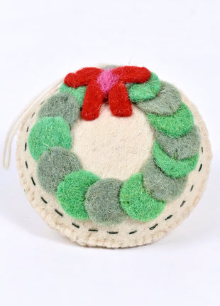 Handmade Wool Felt Christmas Wreath Ornament – Festive Holiday Hanging Decoration for Christmas Tree & Home Décor