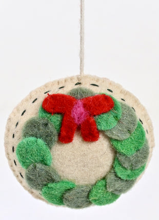 Handmade Wool Felt Christmas Wreath Ornament – Festive Holiday Hanging Decoration for Christmas Tree & Home Décor