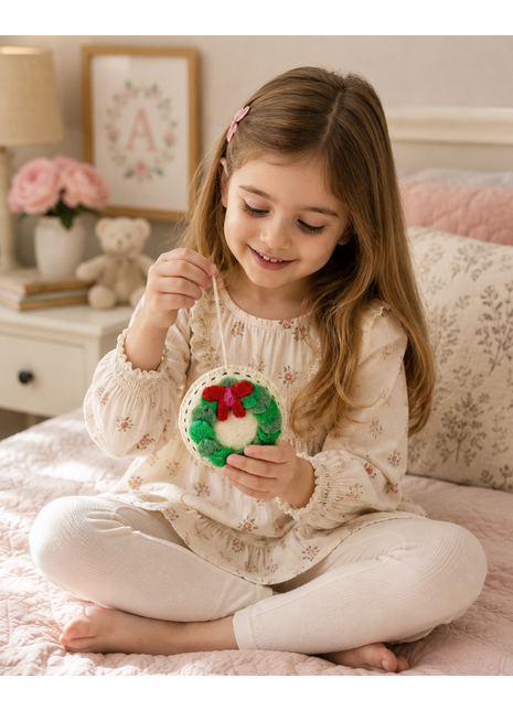 Handmade Wool Felt Christmas Wreath Ornament – Festive Holiday Hanging Decoration for Christmas Tree & Home Décor