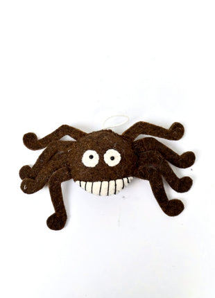 Handmade Wool Felt Smiling Spider Ornament – Halloween Hanging Decoration for Spooky Home Décor