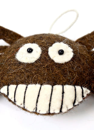Handmade Wool Felt Smiling Spider Ornament – Halloween Hanging Decoration for Spooky Home Décor