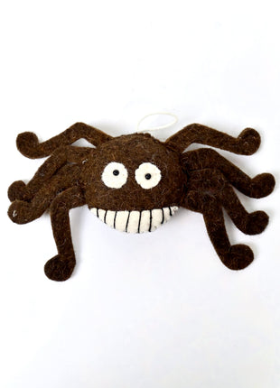 Handmade Wool Felt Smiling Spider Ornament – Halloween Hanging Decoration for Spooky Home Décor