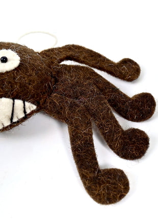 Handmade Wool Felt Smiling Spider Ornament – Halloween Hanging Decoration for Spooky Home Décor