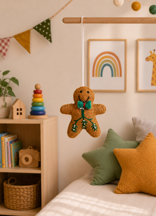 Handmade Gingerbread Man Wool Felt Hanging Ornament – Christmas Tree Decoration & Holiday Home Décor