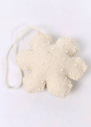 Handmade Snowflake Wool Felt Hanging Ornament – Elegant Christmas Snowflake Decoration for Tree & Winter Home Décor