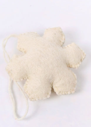 Handmade Snowflake Wool Felt Hanging Ornament – Elegant Christmas Snowflake Decoration for Tree & Winter Home Décor