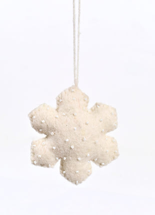 Handmade Snowflake Wool Felt Hanging Ornament – Elegant Christmas Snowflake Decoration for Tree & Winter Home Décor