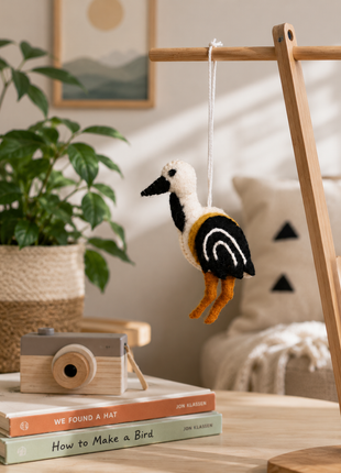Handmade Stork Wool Felt Hanging Ornament – Cute Bird Decoration for Nursery, Baby Room & Home Décor