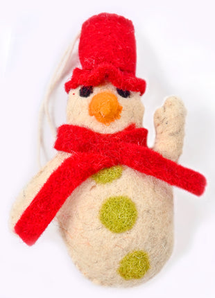 Handmade Snowman Wool Felt Hanging Ornament – Cute Christmas Snowman Decoration for Tree & Holiday Home Décor
