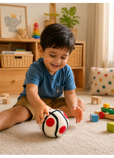 Handmade Wool Felt Soft Ball Toy – Montessori Felt Sensory Ball for Babies, Toddlers & Kids