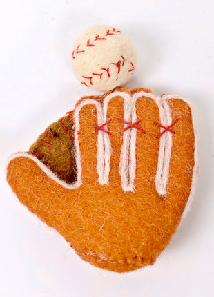 Handmade Baseball Glove Wool Felt Ornament – Sports-Themed Felt Hanging Decoration for Kids Room & Baseball Lovers