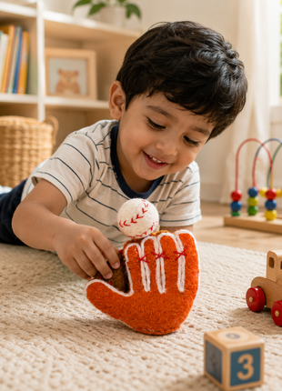 Handmade Baseball Glove Wool Felt Ornament – Sports-Themed Felt Hanging Decoration for Kids Room & Baseball Lovers