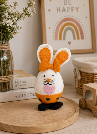 Handmade Bunny Wool Felt Ornament – Cute Easter Rabbit Felt Decoration for Spring, Nursery & Home Décor