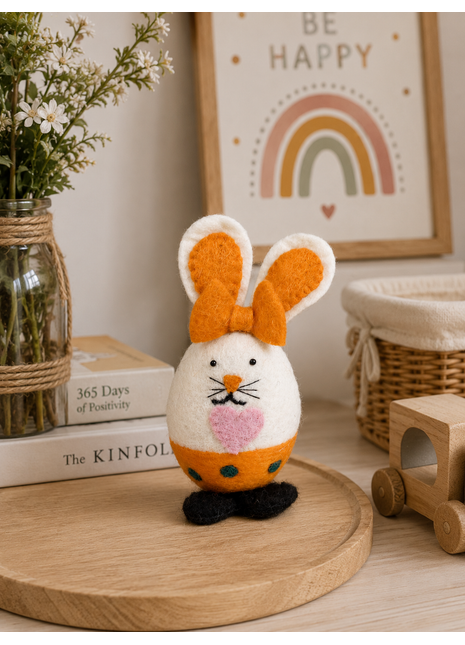 Handmade Bunny Wool Felt Ornament – Cute Easter Rabbit Felt Decoration for Spring, Nursery & Home Décor