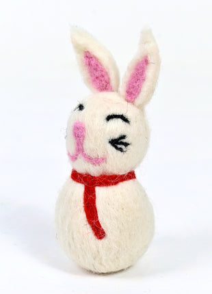 Handmade White Bunny Wool Felt Ornament – Cute Rabbit Felt Decoration for Easter, Spring, Nursery & Home Décor
