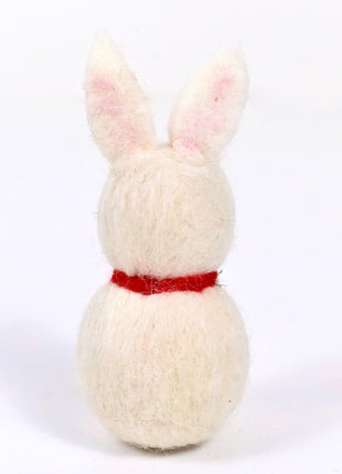 Handmade White Bunny Wool Felt Ornament – Cute Rabbit Felt Decoration for Easter, Spring, Nursery & Home Décor