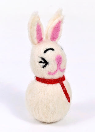 Handmade White Bunny Wool Felt Ornament – Cute Rabbit Felt Decoration for Easter, Spring, Nursery & Home Décor