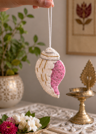 Handmade Angel Wing Wool Felt Hanging Ornament – Embroidered Felt Wing Decoration for Christmas Tree, Home & Spiritual Décor