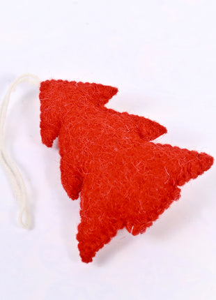 Handmade Red Christmas Tree Wool Felt Hanging Ornament – Festive Felt Tree Decoration for Christmas Tree & Holiday Home Décor