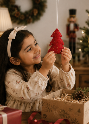 Handmade Red Christmas Tree Wool Felt Hanging Ornament – Festive Felt Tree Decoration for Christmas Tree & Holiday Home Décor