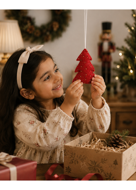 Handmade Red Christmas Tree Wool Felt Hanging Ornament – Festive Felt Tree Decoration for Christmas Tree & Holiday Home Décor