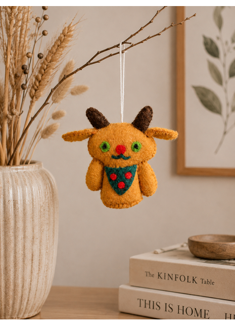 Handmade Reindeer Wool Felt Hanging Ornament – Cute Christmas Reindeer Decoration for Christmas Tree & Holiday Home Décor