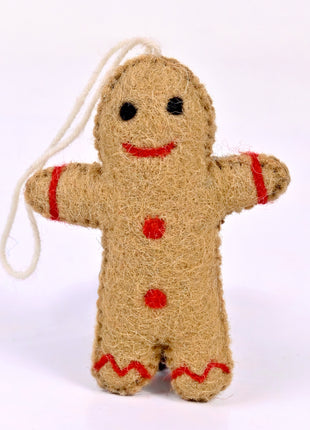 Handmade Gingerbread Man Wool Felt Hanging Ornament – Cute Christmas Cookie Felt Decoration for Holiday Home Décor