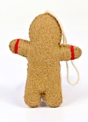 Handmade Gingerbread Man Wool Felt Hanging Ornament – Cute Christmas Cookie Felt Decoration for Holiday Home Décor