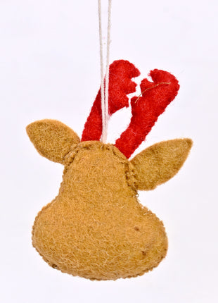 Handmade Reindeer Wool Felt Hanging Ornament – Cute Christmas Reindeer Felt Decoration for Christmas Tree