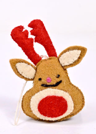 Handmade Reindeer Wool Felt Hanging Ornament – Cute Christmas Reindeer Felt Decoration for Christmas Tree
