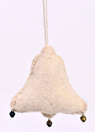 Handmade Christmas Bell Wool Felt Hanging Ornament – Embroidered Felt Bell Decoration for Christmas Tree & Holiday Home Décor