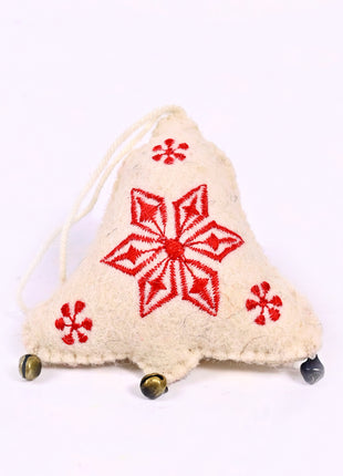 Handmade Christmas Bell Wool Felt Hanging Ornament – Embroidered Felt Bell Decoration for Christmas Tree & Holiday Home Décor