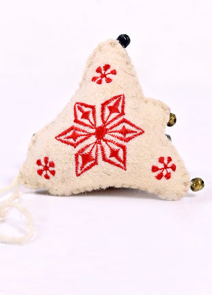 Handmade Christmas Bell Wool Felt Hanging Ornament – Embroidered Felt Bell Decoration for Christmas Tree & Holiday Home Décor