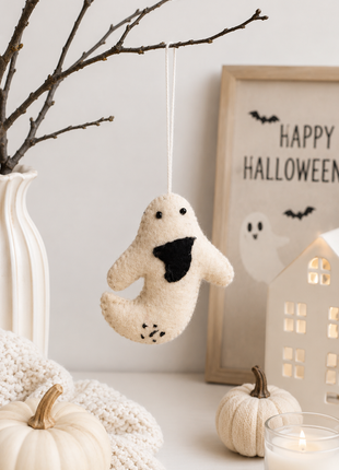 Halloween Ghost Wool Felt Hanging Ornament – Handmade Cute Ghost Felt Decoration for Halloween Tree