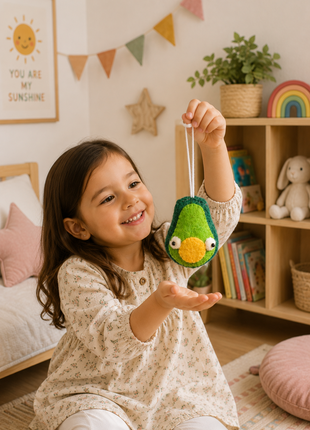 Handmade Avocado Wool Felt Hanging Ornament – Cute Felt Avocado Decoration for Nursery, Kids Room, Christmas Tree