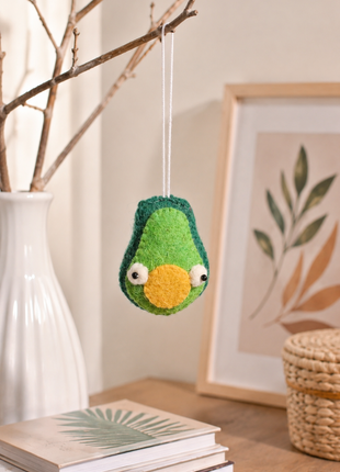 Handmade Avocado Wool Felt Hanging Ornament – Cute Felt Avocado Decoration for Nursery, Kids Room, Christmas Tree