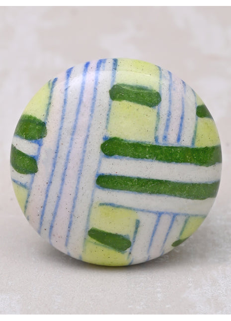 Light Green Ceramic Door Knob With Green Stripes