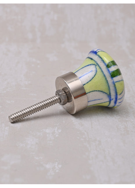 Light Green Ceramic Door Knob With Green Stripes