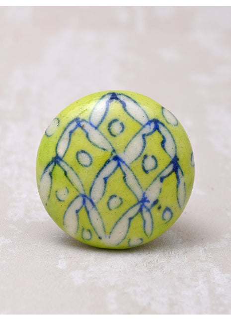 Elegant Lime Green Ceramic Blue Pottery Door Knob