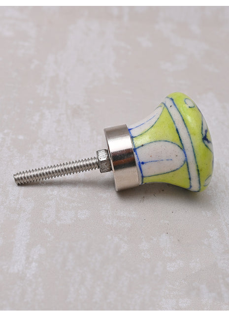 Elegant Lime Green Ceramic Blue Pottery Door Knob
